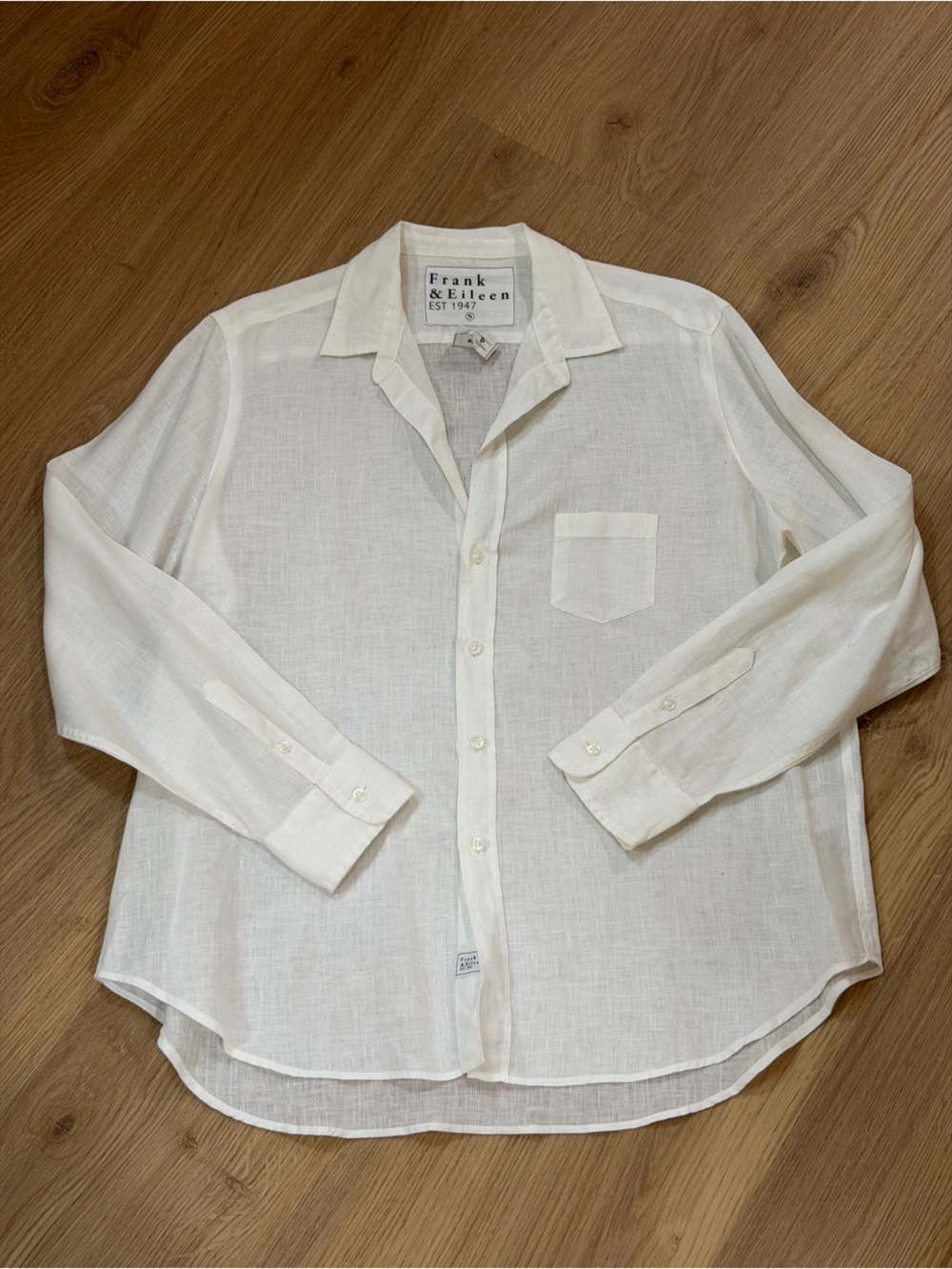 Frank & Eileen White Linen Button Down Shirt Small Italy